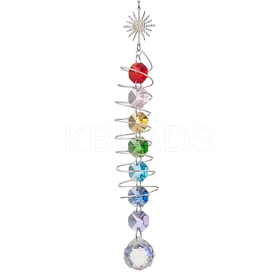 Glass Round & Octagonal Beads Hanging Suncatchers HJEW-JM04605-02-1