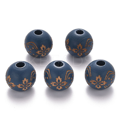 Painted Natural Wood Beads WOOD-N006-03B-07-1