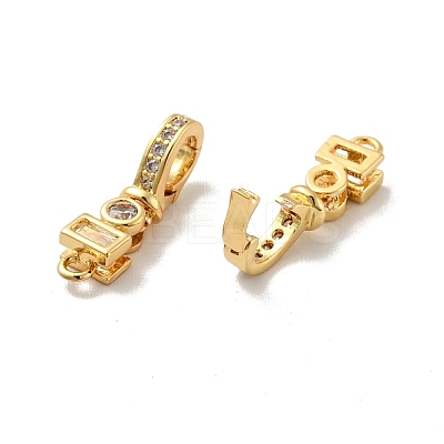 Brass Micro Pave Clear Cubic Zirconia Fold Over Clasps KK-G419-31G-1