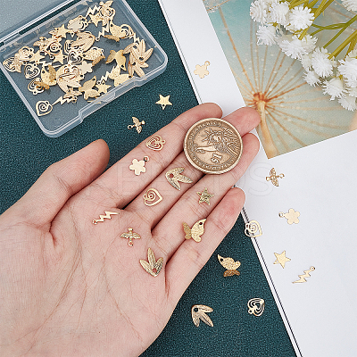 80Pcs 8 Style Brass Charms KK-FH0002-12-1