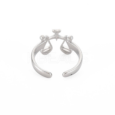 Non-Tarnish 304 Stainless Steel 12 Constellations/Zodiac Signs Open Cuff Ring for Women RJEW-S405-156P-B-1
