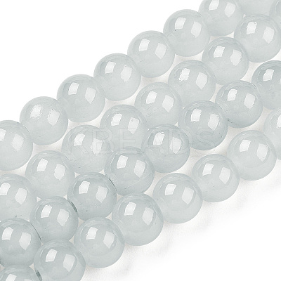 Baking Paint Imitation Jade Glass Round Bead Strands X-DGLA-Q021-6mm-43-1