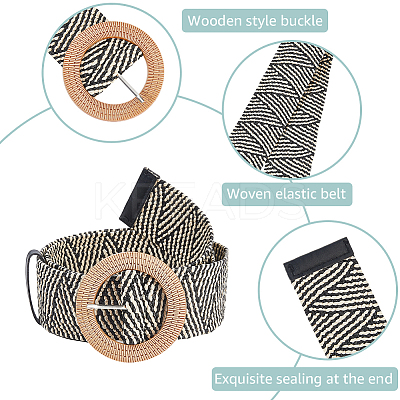 4Pcs 4 Colors Straw Woven Chain Belts with PP Plastic Ring Buckles AJEW-CY0001-80-1