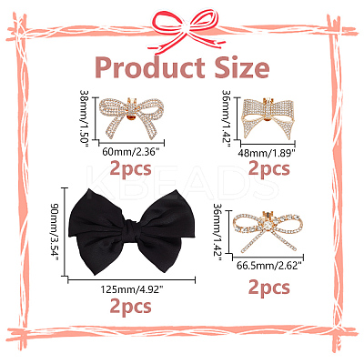8Pcs 4 Styles Detachable Alloy Rhinestone Shoe Buckle Clips FIND-HY0003-90G-1