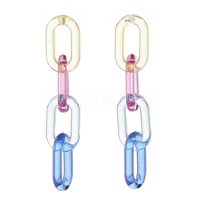 2Pair 2 Color Candy Color Acrylic Cable Chain Tassel Dangle Stud Earrings for Women EJEW-JE04769-1