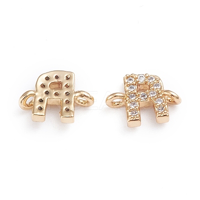 Brass Micro Pave Cubic Zirconia Letter Links X-ZIRC-I042-16G-R-1