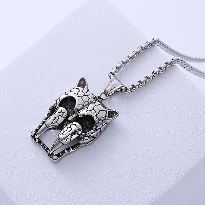 Vintage Men's Punk 304 Stainless Steel Animal Pendant Necklaces PN8087-1