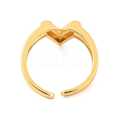 Hollow V-Shaped Brass Open Cuff Rings RJEW-Q781-15G-1