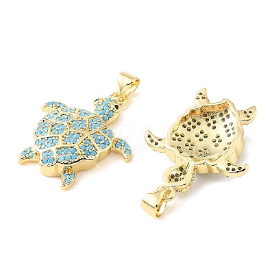 Brass Micro Pave Sky Blue Cubic Zirconia Pendants CU-CBA6938-05G-03-1