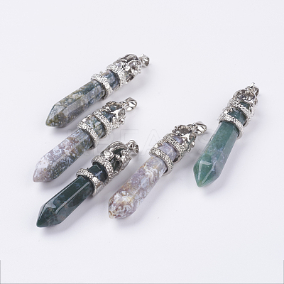 Natural Indian Agate Big Pointed Pendants G-G738-A-37-1