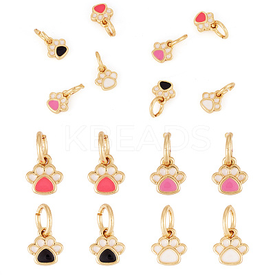 8Pcs 4 Colors Real 18K Gold Plated Brass Enamel Charms KK-TA0001-74-1