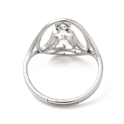 Non-Tarnish 304 Stainless Steel Holllow Human Adjustable Ring for Women RJEW-M149-16P-1