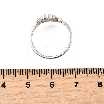 Heart 925 Sterling Silver Cubic Zirconia Cuff Rings for Women RJEW-S631-03P-1