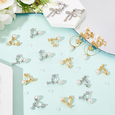 24Pcs 2 Colors 316 Surgical Stainless Steel Clip-on Earring Converters Findings STAS-SC0010-34A-1