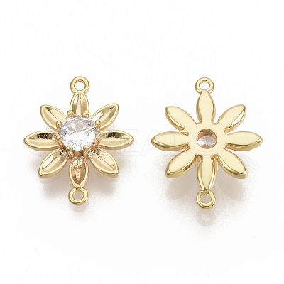 Brass Cubic Zirconia Links connectors X-KK-T050-25G-NF-1