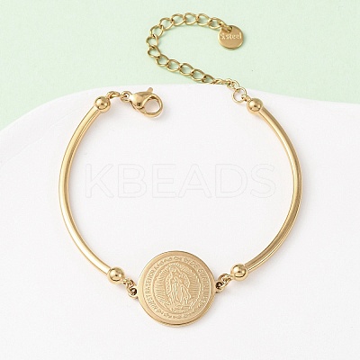 Religion 304 Stainless Steel Link Bracelets for Women BJEW-F524-02B-G-1