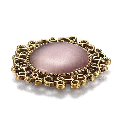 Hollow Retro Plastic Imitation Cat Eye Cabochons KK-Z004-01B-AG-1
