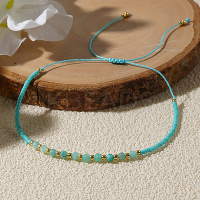 Natural Amazonite Beads Braided Bead Bracelets KZ2587-3-1