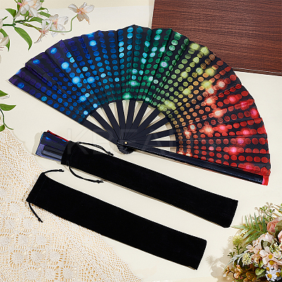 2Pcs PVC & Cloth Folding Fans AJEW-NB0008-99-1