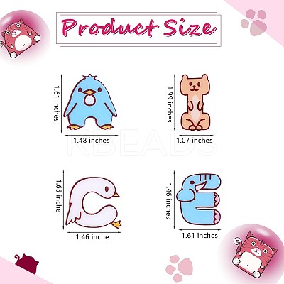 26Pcs 26 Style Cartoon Animal Alphabet Acrylic Lapel Pins JBR089A-1