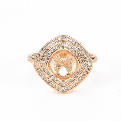 Brass Micro Pave Clear Cubic Zirconia Peg Bails Cuff Finger Ring Settings KK-T062-109G-NF-1