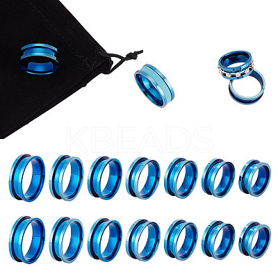 14Pcs 7 Size Stainless Steel Grooved Finger Rings Set RJEW-UN0002-71BL-1