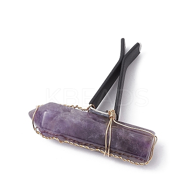 Wire Wrapped Bullet Natural Gemstone Car Air Vent Clips JEWB-BR00136-1
