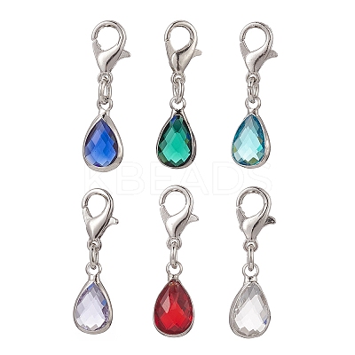 Teardrop Glass Pendant Decoration HJEW-JM00840-1