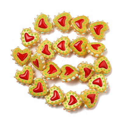 Baking Paint Glass Bumpy Beads Heart LAMP-V001-07H-1