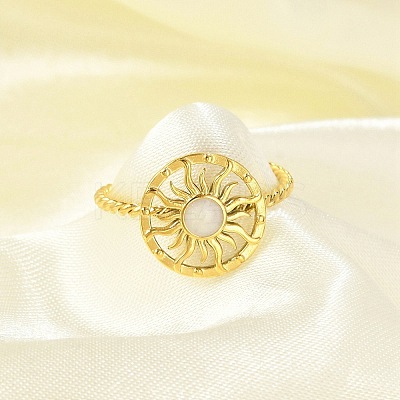 304 Stainless Steel Enamel Cuff Rings for Women RJEW-G338-01G-01-1