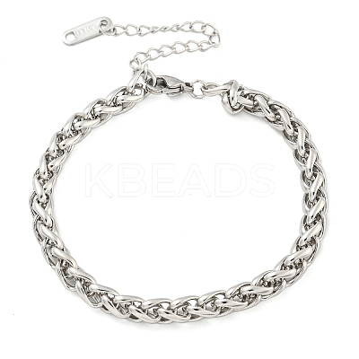 Non-Tarnish 304 Stainless Steel Wheat Chain Bracelets for Women BJEW-G707-01P-1