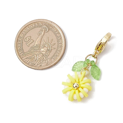 Flower Polymer Clay & Glass Pendants Decorations HJEW-MZ00327-07-1