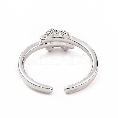 Clear Cubic Zirconia Bowknot Open Cuff Ring RJEW-B028-28P-1