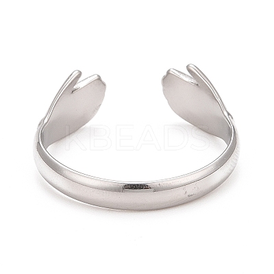 Non-Tarnish 304 Stainless Steel Double Hand Hug Open Cuff Ring for Women LS-RJEW-C025-08B-P-1