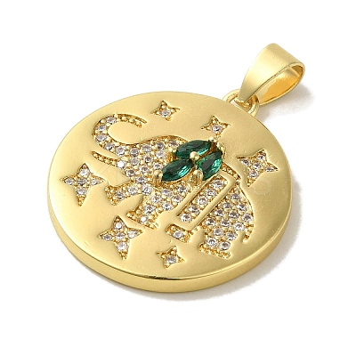 Brass Micro Pave Cubic Zirconia Pendants KK-Z042-26G-02-1