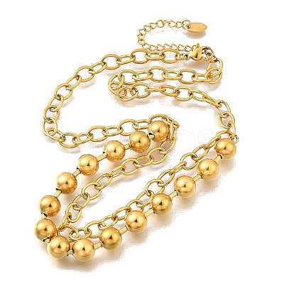 304 Stainless Steel Cable Chain & Ball Chain Necklaces for Women NJEW-F340-02G-1