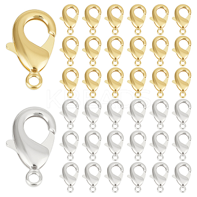 60Pcs 2 Colors Brass Lobster Claw Clasps KK-WR0001-48-1