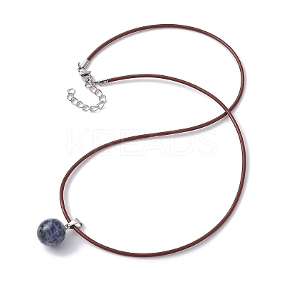 Natural & Synthetic Mixed Gemstone Round Pendant Necklaces NJEW-JN04478-1