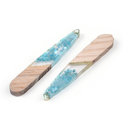 Transparent Resin & White Wood Pendants RESI-N039-51-1