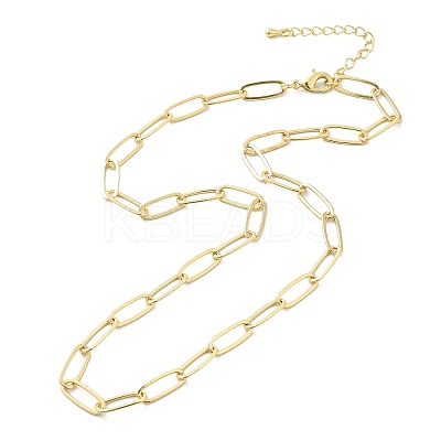 Brass Paperclip Chain Necklaces NJEW-A042-17G-01-1