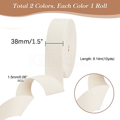 2Pcs 2 Colors 10 Yards Flat Cotton Ribbon OCOR-PH0002-56-1