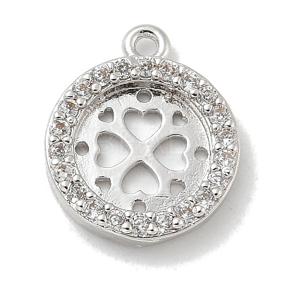 Rack Plating Brass Micro Pave Clear Cubic Zirconia Pendant Cabochon Setttings LS-KK-L224-048P-1