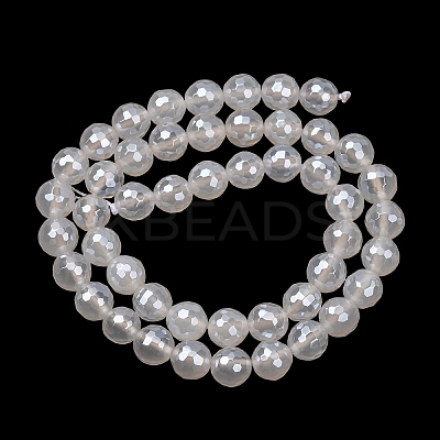 Electroplated Natural Agate Beads Strands G-B191-A07-8mm-20-1