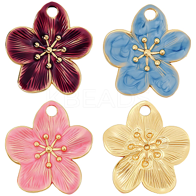 9Pcs 3 Colors 304 Stainless Steel Enamel Pendants STAS-BBC0009-29-1