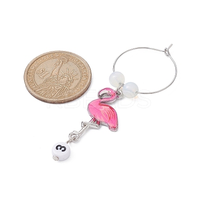 Flamingo Alloy Enamel Wine Glass Charms AJEW-JO00222-1