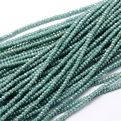 Faceted Rondelle Full Rainbow Plated Electroplate Glass Beads Strands X-EGLA-M004-2mm-A15-1