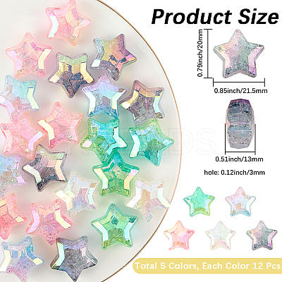 60Pcs 5 Colors UV Plating Transparent Crackle Acrylic Beads OACR-PA0001-04-1