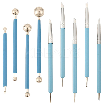 9Pcs 2 Styles Plastic Double Heads Modeling Clay Sculpting Tools Set TOOL-SP0001-09-1