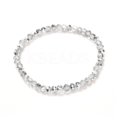 Faceted Glass Rondelle Beads Stretch Bracelet for Kid BJEW-JB06807-17-1