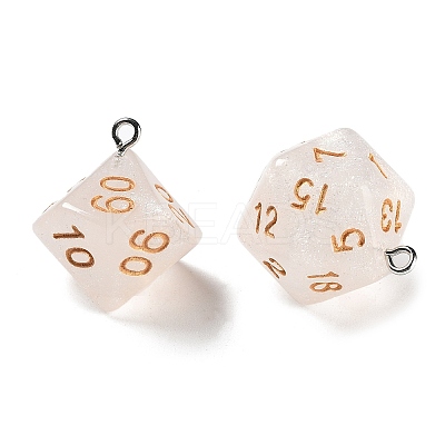 7 Styles Transparent Resin Polyhedral Dice Pendants Set RESI-A029-01F-1